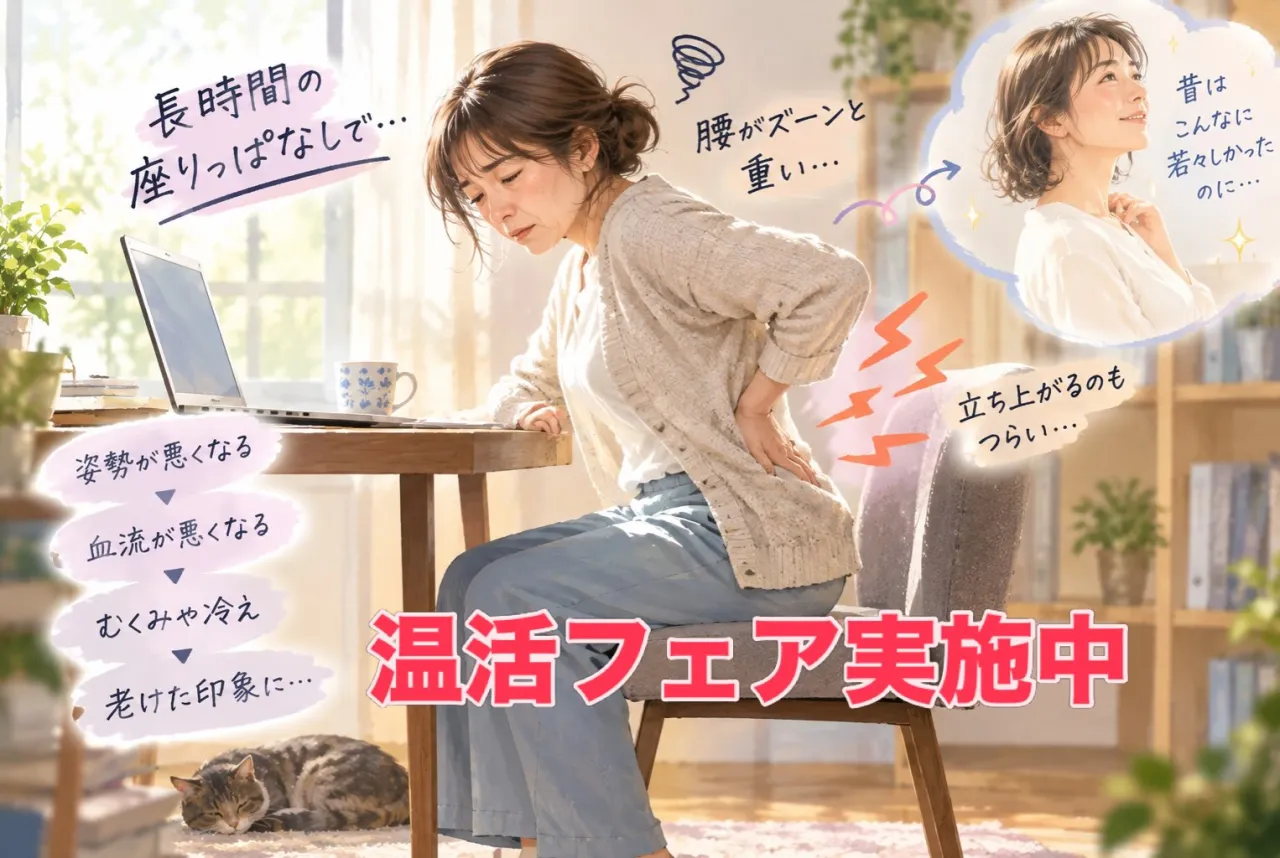 上越の女性へ|座りっぱなしの重痛腰と「老け見え立ち姿」を救う温活ケア
